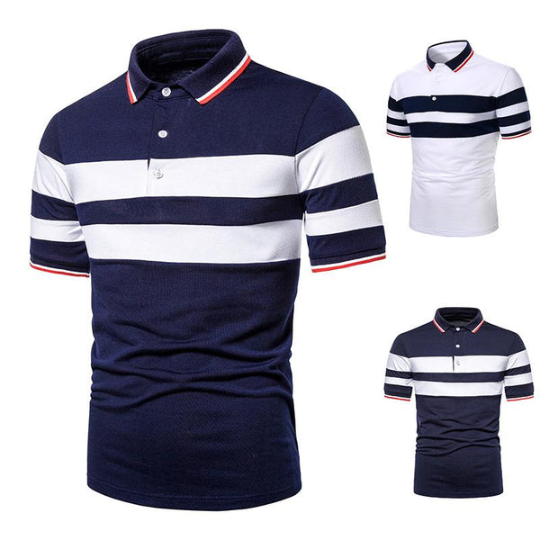 Men's tTwo-color Patchwork Short-sleeved POLO Shirts
