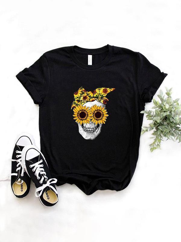 Fashion Floral Print Short Sleeve T-shirt