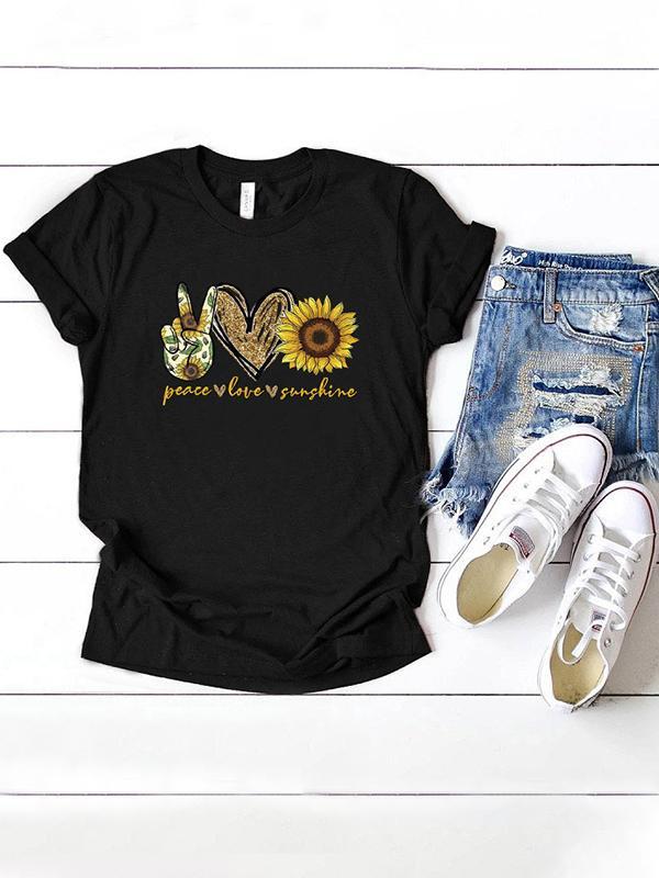 Floral Casual Round Neckline Short Sleeve T-shirt