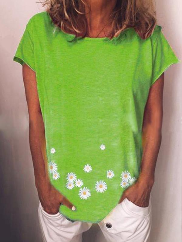 Casual Round Neckline Short Sleeve T-shirt