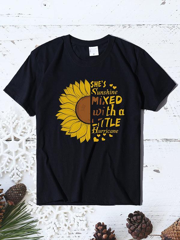 Floral Casual O-Neckline Short Sleeve T-shirt