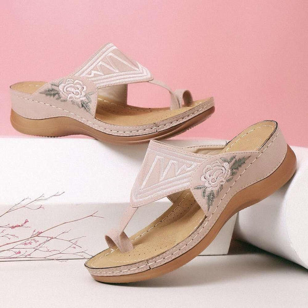 Embroidery Comfy Wedges Sandals
